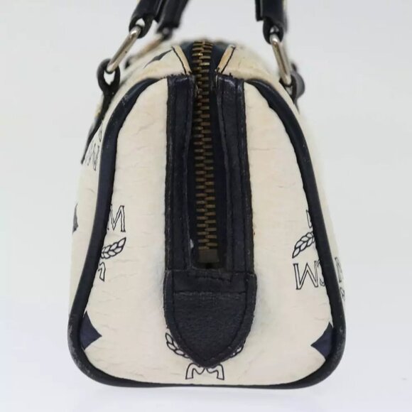 MCM Vicetos Logogram Hand Bag PVC Leather 2way White Auth - Picture 6 of 7